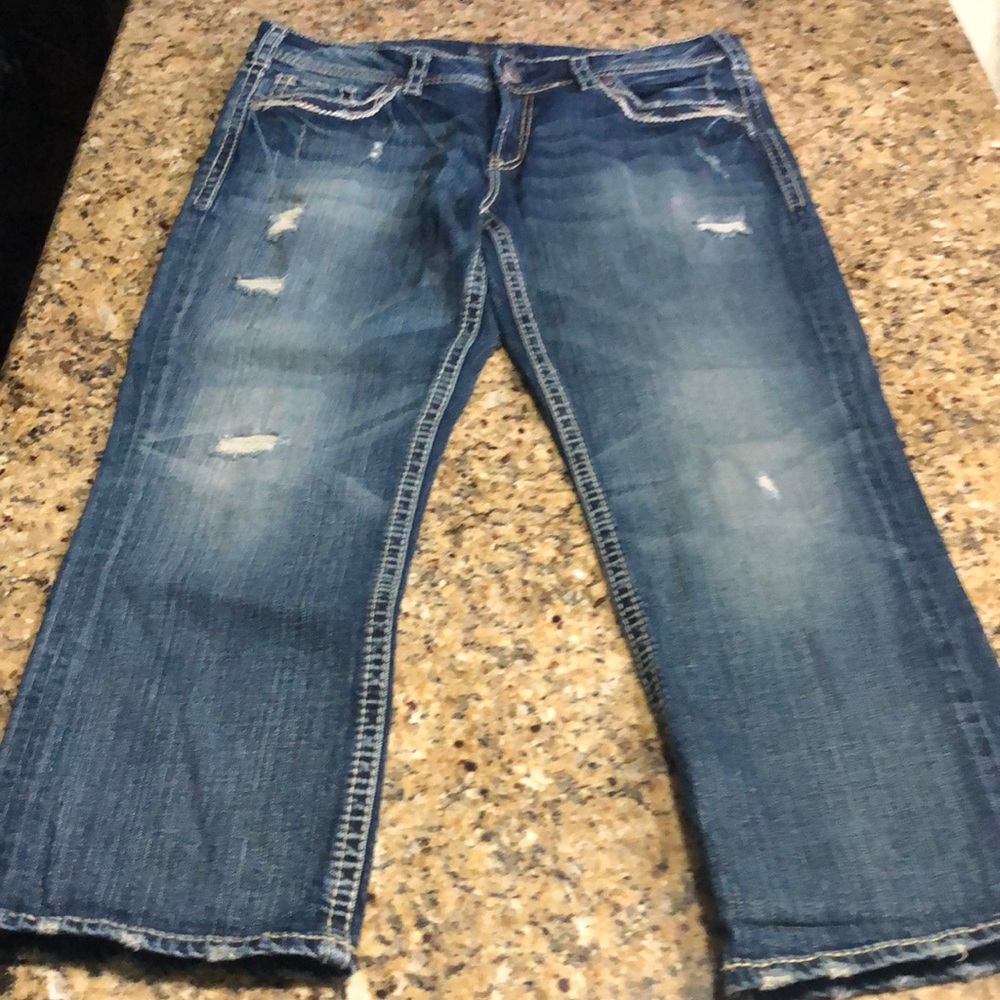 Silver jean capris